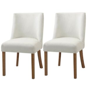 Home set of 2 modern nailhead diamond stitch upholstered dining chairs