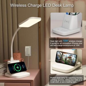 Home led desk lamp with wireless charger white 800 lumen
