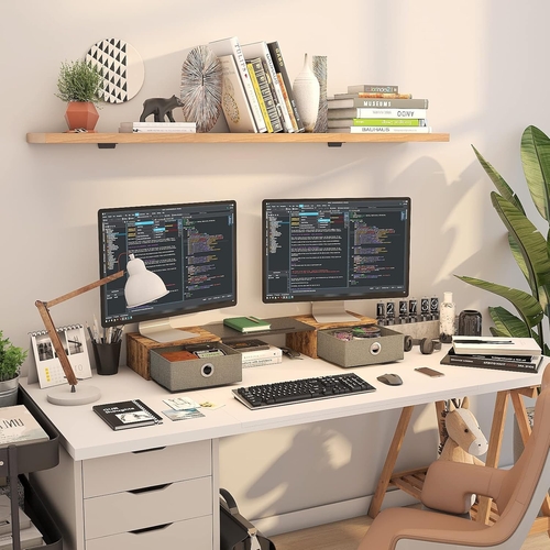 dual monitor stand riser for two monitors with two drawers dual monitor stand riser for two monitors with two drawers