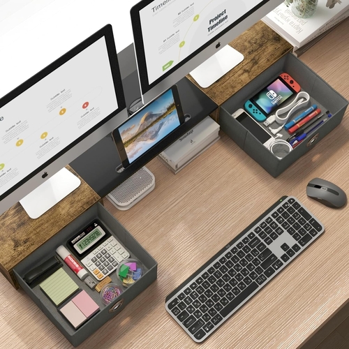 dual monitor stand riser for two monitors with two drawers dual monitor stand riser for two monitors with two drawers